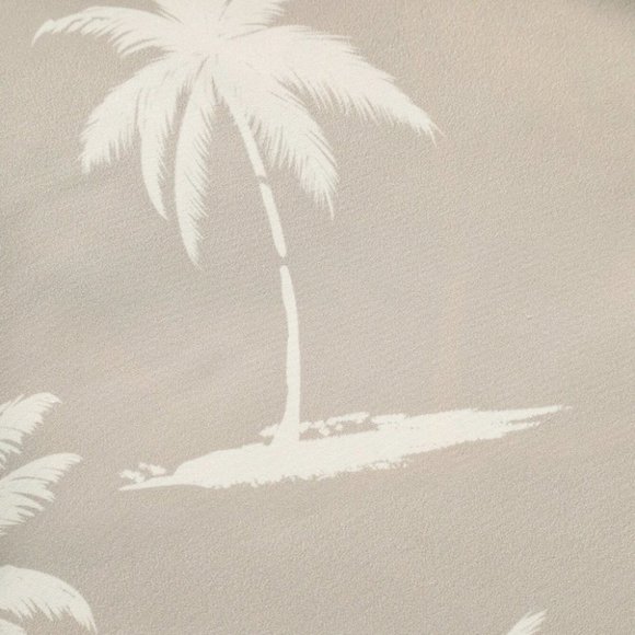 Khaki Vacation Style Men's Palm Print Shirt - Picture 5 of 6